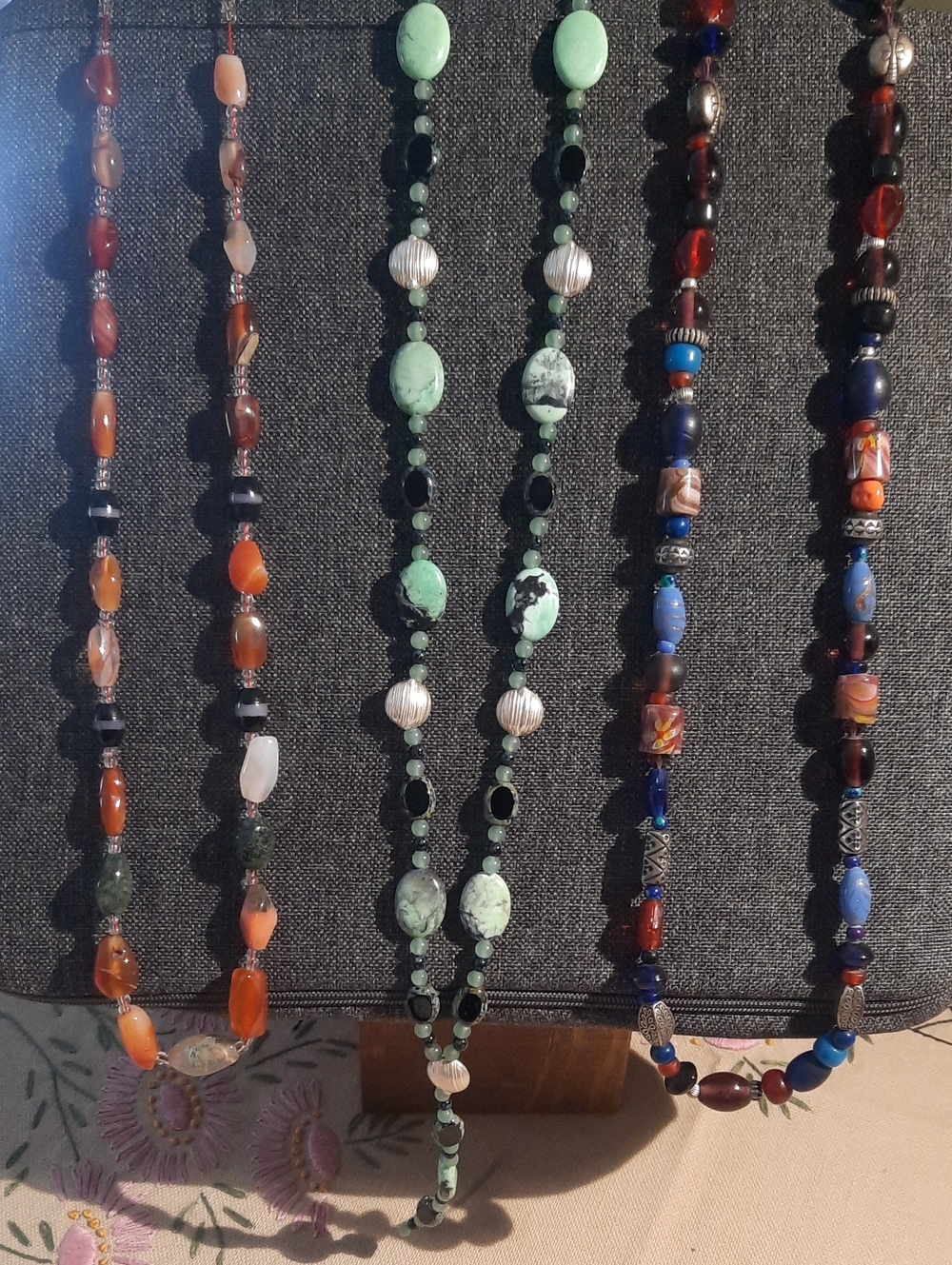 Stone And Glass Necklaces.